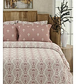 Isabella 500 TC Tencel Cotton King Size Bedsheet with 4 Pillow Covers (Double Marrow Stitch) - Pink & White Ethnic Print