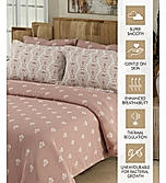 Isabella 500 TC Tencel Cotton King Size Bedsheet with 4 Pillow Covers (Double Marrow Stitch) - Pink Ethnic Print