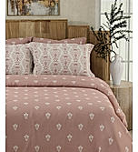 Isabella 500 TC Tencel Cotton King Size Bedsheet with 4 Pillow Covers (Double Marrow Stitch) - Pink Ethnic Print