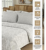 Isabella 500 TC Tencel Cotton King Size Bedsheet with 4 Pillow Covers (Double Marrow Stitch) - White & Grey Floral Print