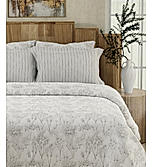 Isabella 500 TC Tencel Cotton King Size Bedsheet with 4 Pillow Covers (Double Marrow Stitch) - White & Grey Floral Print