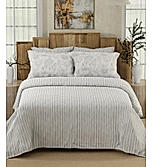 Isabella 500 TC Tencel Cotton King Size Bedsheet with 4 Pillow Covers (Double Marrow Stitch) - White & Grey Stripes