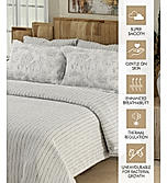 Isabella 500 TC Tencel Cotton King Size Bedsheet with 4 Pillow Covers (Double Marrow Stitch) - White & Grey Stripes