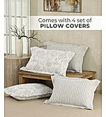 Isabella 500 TC Tencel Cotton King Size Bedsheet with 4 Pillow Covers (Double Marrow Stitch) - White & Grey Stripes