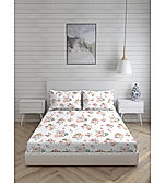 Iris Gaze 100% Fine Cotton Multicolor Floral Print King Bedsheet Set