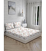 Iris Gaze 100% Fine Cotton Multicolor Floral Print King Bedsheet Set