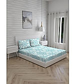 Iris Gaze 100% Fine Cotton Blue Ethnic Print King Bedsheet Set