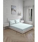Iris Gaze 100% Fine Cotton White & Blue Ethnic Print King Bedsheet Set