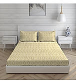 Cottage Garden 100% Cotton 300 TC Percale Weave Yellow Ethnic Print Double Bedsheet with 2 Pillow Covers