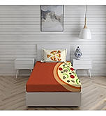Rock & Room 100% Cotton 300 TC Satin Weave Digitally Printed Multicolor Single Bedsheet with 1 Pillow Cover