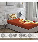 Rock & Room 100% Cotton 300 TC Satin Weave Digitally Printed Multicolor Single Bedsheet with 1 Pillow Cover