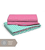 Rock & Room 100% Cotton 300 TC Satin Weave Digitally Printed Sea Blue & Pink Single Bedsheet with 1 Pillow Cover