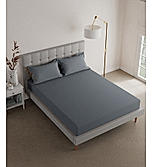 Pure Earth 300 TC Cotton Ultra Fine Blue Solid Print King Bedsheet Set