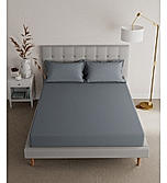 Pure Earth 300 TC Cotton Ultra Fine Blue Solid Print King Bedsheet Set
