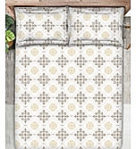 Baltic 224 TC Tencel Cotton Super Fine White Ethnic Print King Bedsheet Set