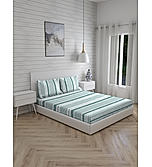 Signature Sateen 100% Cotton 300 TC Blue Stripes Print Anti Viral King Bedsheet with 2 Pillow Covers