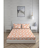 Signature Sateen 300 TC 100% Cotton Ultra Fine Coral Floral Print King Bedsheet Set