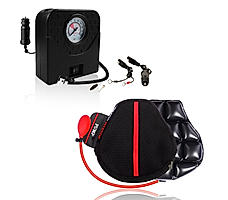 Combo - Air Seat for Medical, Offices, Home, Motorcycle and Car Lumbar Support & Inflator