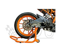 Dismantable Rear Paddock Stand with Skate Wheels - Orange - (Bike Wt upto: 450 kgs)