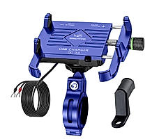 Claw with Jaw Grip Aluminium Mobile Holder with Charger - Blue