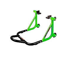 Dismantable Rear Paddock Stand with Skate Wheels - Black + Green - (Bike Wt upto: 450 kgs)