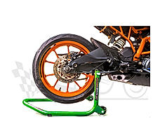 Non-Dismantable Standard Rear Paddock Stand with Skate Wheels - Green - (Bike Wt upto: 250 kgs)