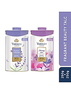 Yardley talc English lavender 250g & Morning dew 250g pack of 2