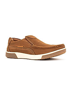 British Walkers Beige Leather Slip On Casual Shoe for Men