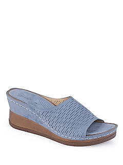 Sharon Blue Mule Heel Sandal for Women