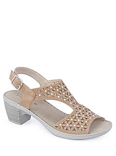 Sharon Beige Peep-Toe Heel Sandal for Women