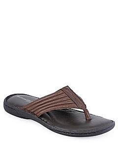 British Walkers Brown Leather Flip Flops for Men