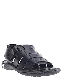 British Walkers Black Leather Sandal for Men