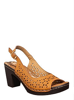 Sharon Tan Brown Peep-Toe Heel Sandal for Women