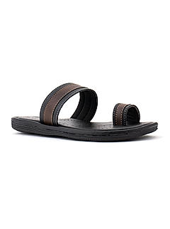 Khadim Black Kolhapuri Slippers for Men