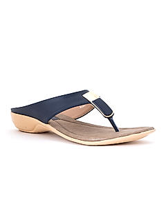 Khadim Navy Flat Slip On Sandal for Women