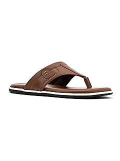 British Walkers Brown Leather Flip Flops for Men