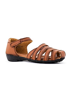 Sharon Tan Brown Leather Flat Sandal for Women