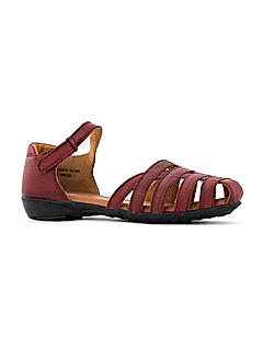 Sharon Maroon Leather Flat Sandal for Women