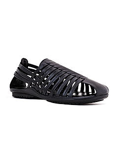 Lazard Black Leather Gladiator Sandal for Men