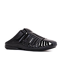 Lazard Black Leather Fisherman Sandal for Men