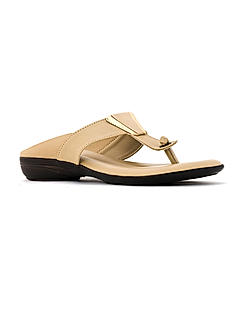 Khadim Beige Flat Slip On Sandal for Women