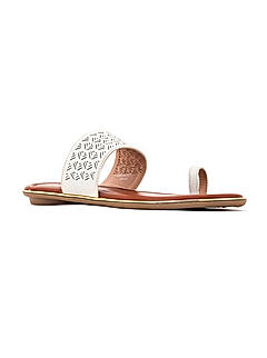 Khadim White Flat Slip On Sandal for Women