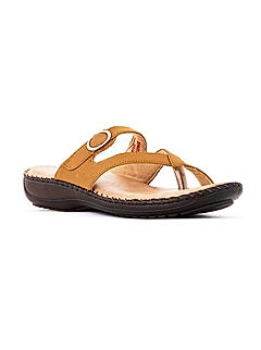 Khadim Brown Heel Slip On Sandal for Women