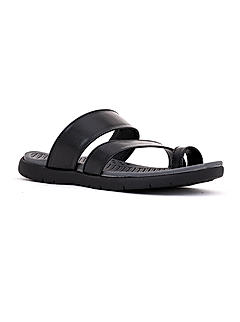 Khadim Black Slip On Sandal for Men