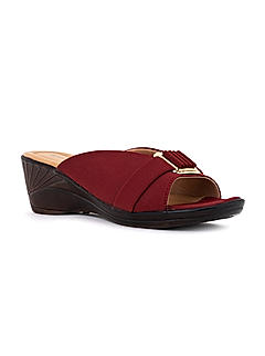 Khadim Maroon Mule Heel Sandal for Women