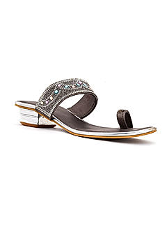 Khadim Grey Heel Slip On Sandal for Women