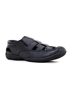 Lazard Black Leather Peshawari Sandal for Men