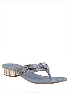 Khadim Blue Heel Slip On Sandal for Women