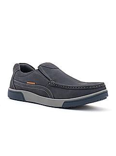 British Walkers Navy Leather Slip On Casual Shoe for Men