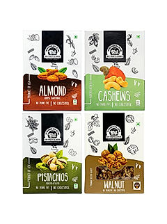 Wonderland Foods - Dry Fruits Roasted Salted Almonds, Roasted Salted Cashews, Roasted Salted Pistachios & Raw Walnut Kernels Combo Pack 800g (200g X 4) Box Pack | High in Fiber & Boost Immunity